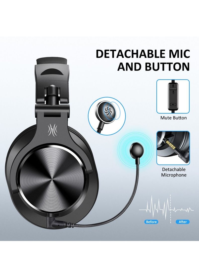 ون أوديو سماعات رأس ستيريو ستيريو سلكية من A71D مع ميكروفون وكابل كتم صوت مدمج لألعاب PS4 Xbox One PC - Image 2