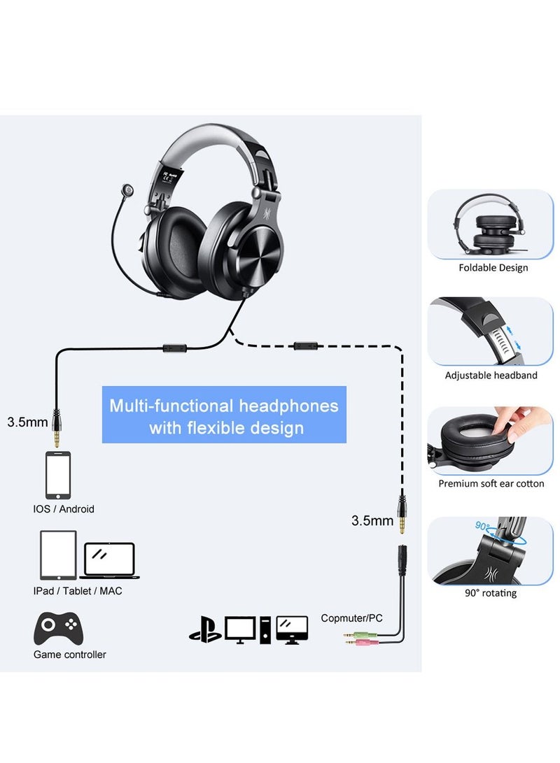 ون أوديو سماعات رأس ستيريو ستيريو سلكية من A71D مع ميكروفون وكابل كتم صوت مدمج لألعاب PS4 Xbox One PC - Image 3