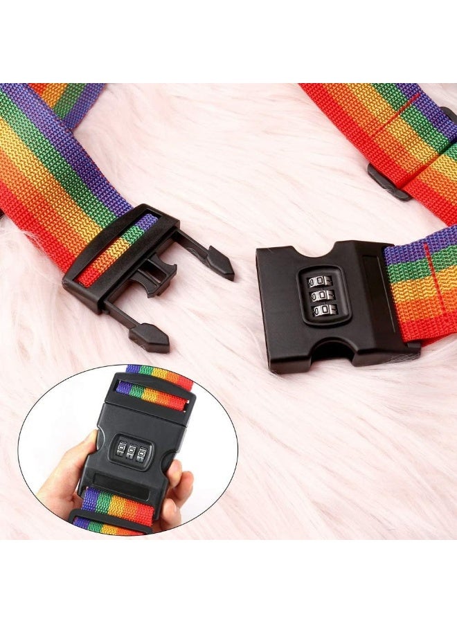 Meetion Luggage Straps, Rainbow Color Adjustable Luggage Belt with 3-Digit Combination Lock, Heavy Duty Non-Slip Travel Baggage Strap for Suitcase Safety, 80-Inch Each Belt (Set of 4) - Image 4