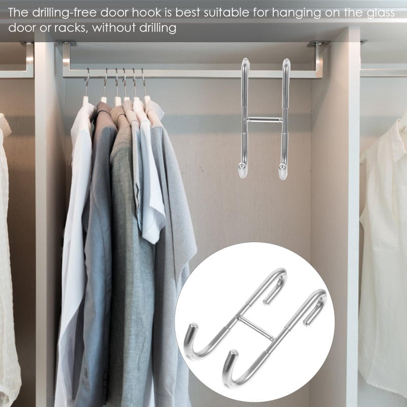 304 Stainless Steel Double Towel Hook For Glass Shower Door Rust Resistant Bathroom Holder - Image 5