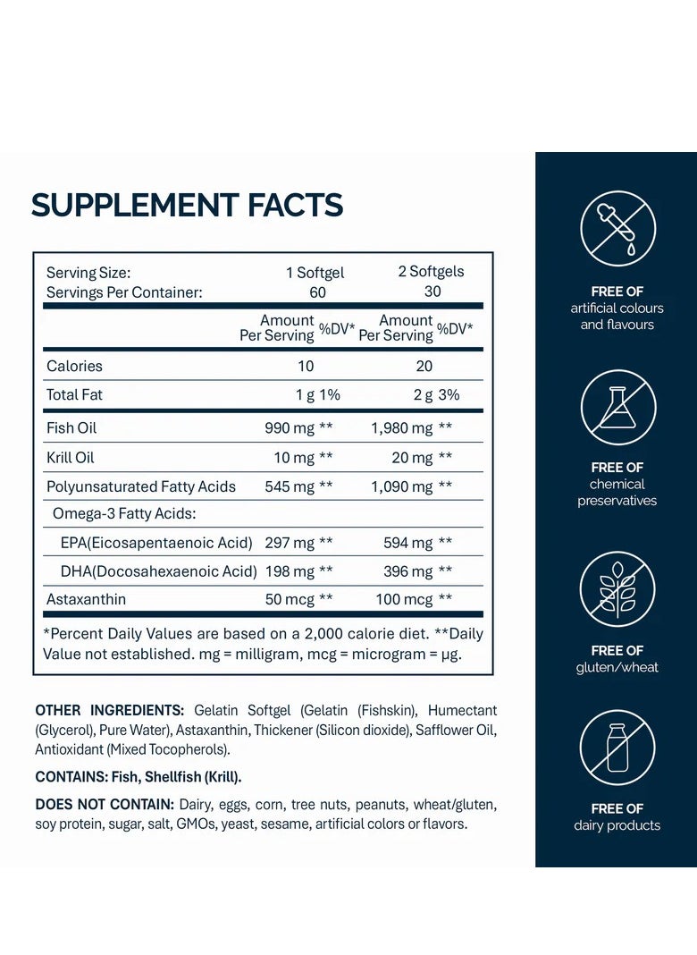NFO - 3 Krill Oil Astaxanthin 60 Capsules - Image 1