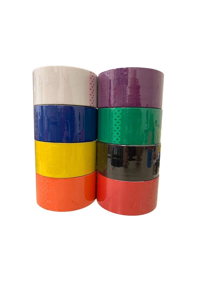 Bark and Lindy Bright Colored Packing Moving Craft Tape Bundle Of Black White Orange Yellow Green Purple Red Blue 1.88 X 164 Feet Per Roll 