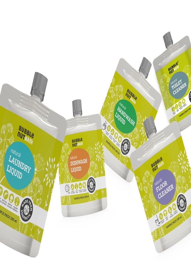 بابل نات ووش مجموعة أدوات التنظيف المنزلي BubbleNut Wash للمبتدئين - عضوي، طبيعي وصديق للبيئة - سائل غسيل الملابس، سائل غسيل الأطباق، منظف الأرضيات، غسول اليدين، منظف المراحيض، مصنوع من جوز الصابون (عينة) - Image 1