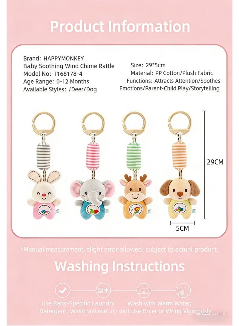 happy monkey 29cm Soft Plush Animal Wind Chime | Baby Soothing Sensory Toy 0-12M | Safe for Chewing & Sleeping - Image 3