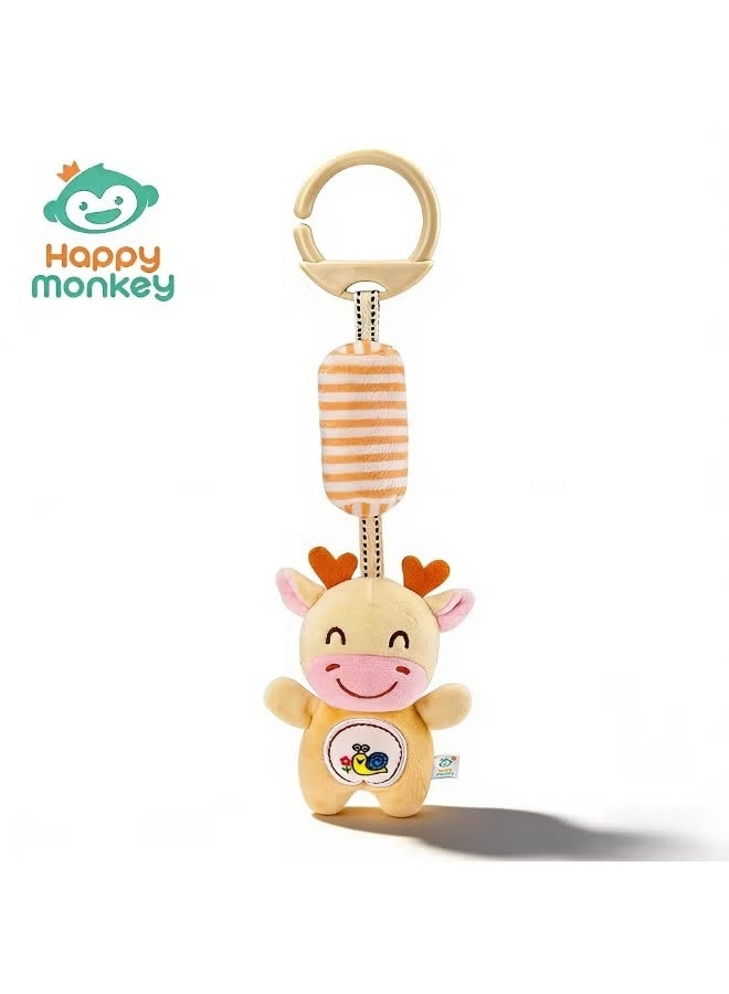 happy monkey 29cm Soft Plush Animal Wind Chime | Baby Soothing Sensory Toy 0-12M | Safe for Chewing & Sleeping - Image 1