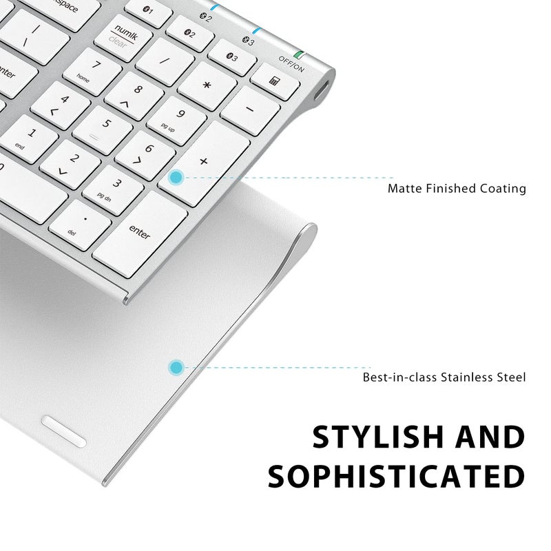 iClever BK10 Bluetooth Keyboard Universal Bluetooth 51 Wireless Keyboard with Number Pad Ergonomic Design MultiDevice Compatibility Stable Connection for Mac iPad iPhone Android Windows - Image 4