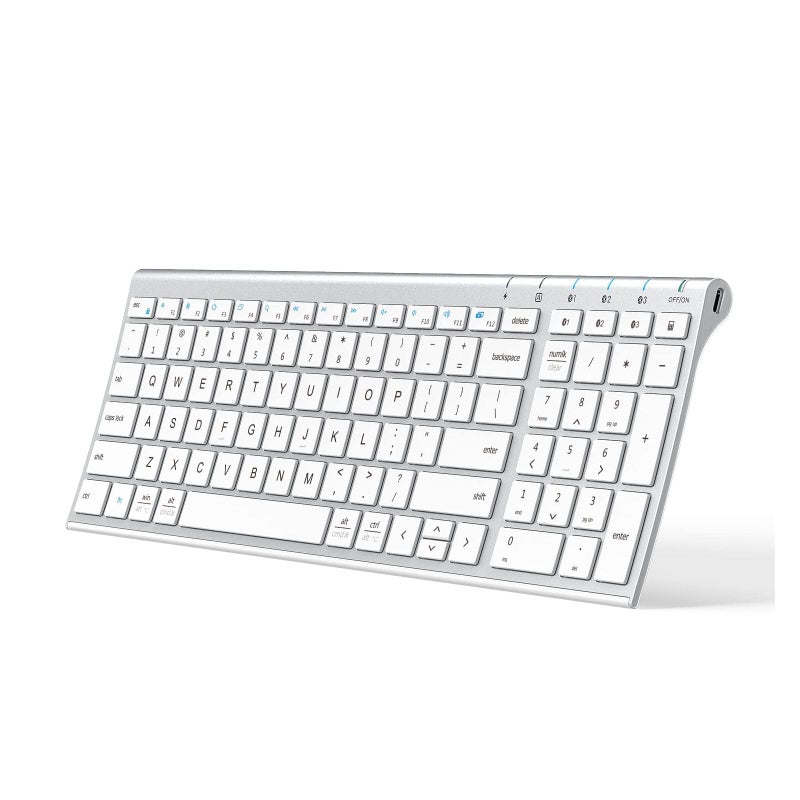 iClever BK10 Bluetooth Keyboard Universal Bluetooth 51 Wireless Keyboard with Number Pad Ergonomic Design MultiDevice Compatibility Stable Connection for Mac iPad iPhone Android Windows - Image 2