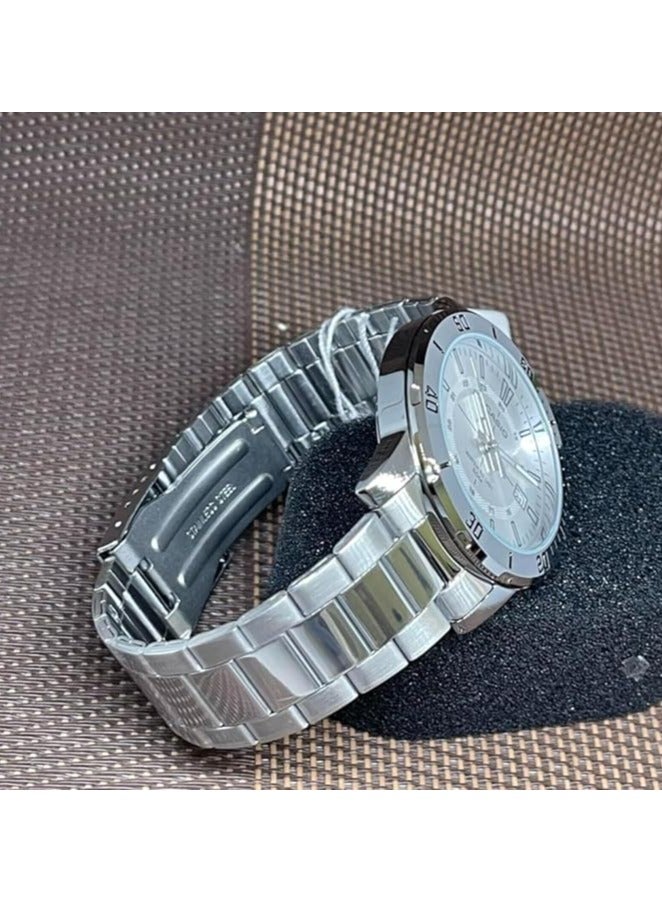 كاسيو ساعة كاسيو للرجال انالوج كوارتز ستانلس ستيل بمينا بيضاء MTP-VD01D-7CVUDF - Image 5