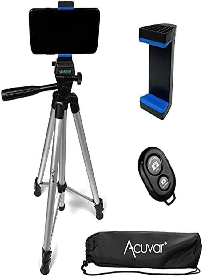 Acuvar 50" Aluminum Tripod for Phones, Cameras & Camcorders with Universal Phone Holder, Remote Shutter & Travel Bag for All Phones, iPhones, Samsung & Tripod for Cameras, Nikon Canon Sony - Image 1