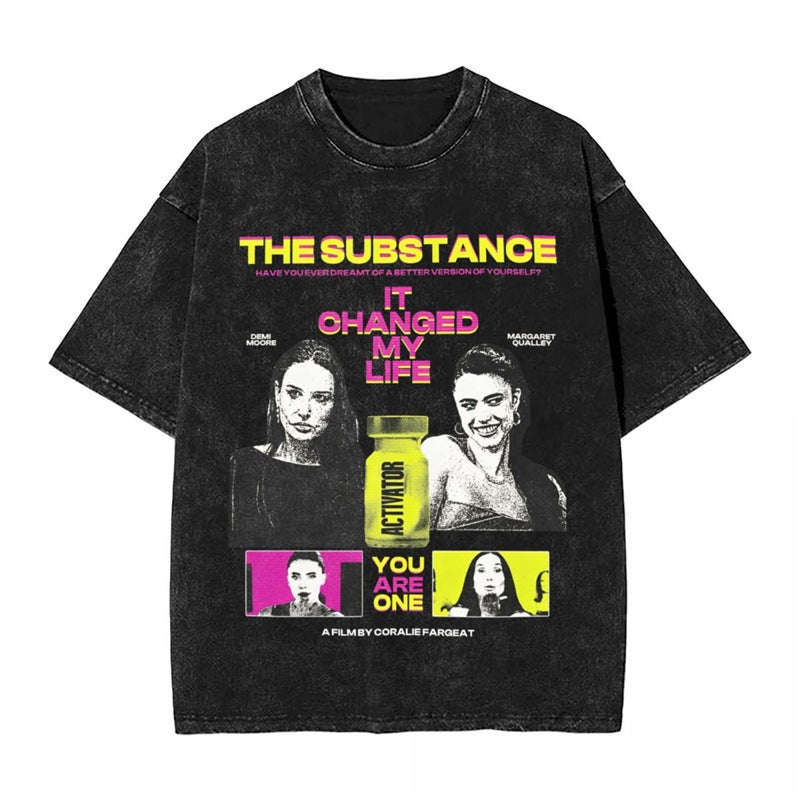 Men T Shirt The Substance Horror Movie Washed T Shirts - Image 1
