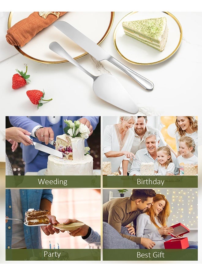 Quantum 2 PCS Cake Cutting Set, Exquisite Knife and Server with Serrated Design, Stainless steel Cake Knife and Server Set Perfect For Birthday (Silver) - Image 5