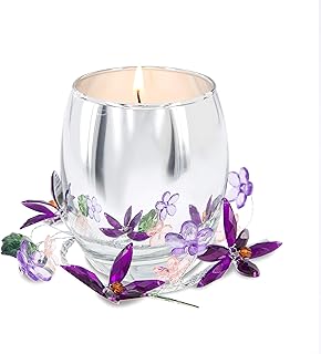 Pavilion Gift Company Pavilion Gift Company 3.5 Oz Jasmine Scented Candle with Purple Glass Flower Wreath Godmother You are So Special to Me,  - Image 1