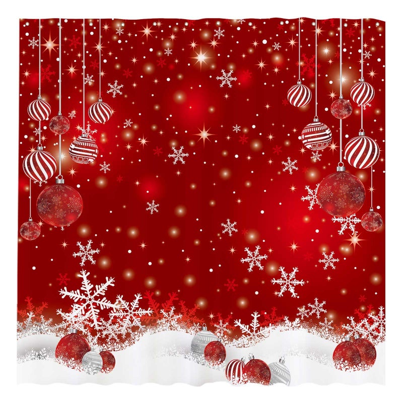 Funnytree 72x72 Red Christmas Snowflakes Merry Xmas Glitter Sparkle Bokeh Shower Curtain for Bathroom Decor Machine Washable Hooks Not Included