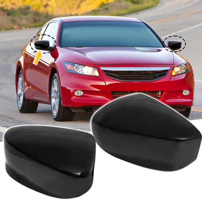 AMSPRAC Door Side Rearview Mirror CapsExterior Side Mirror Cover compatible with Honda Accord 2008 2009 2010 2011 2012 2013Black2PCSBlackClipon Installation