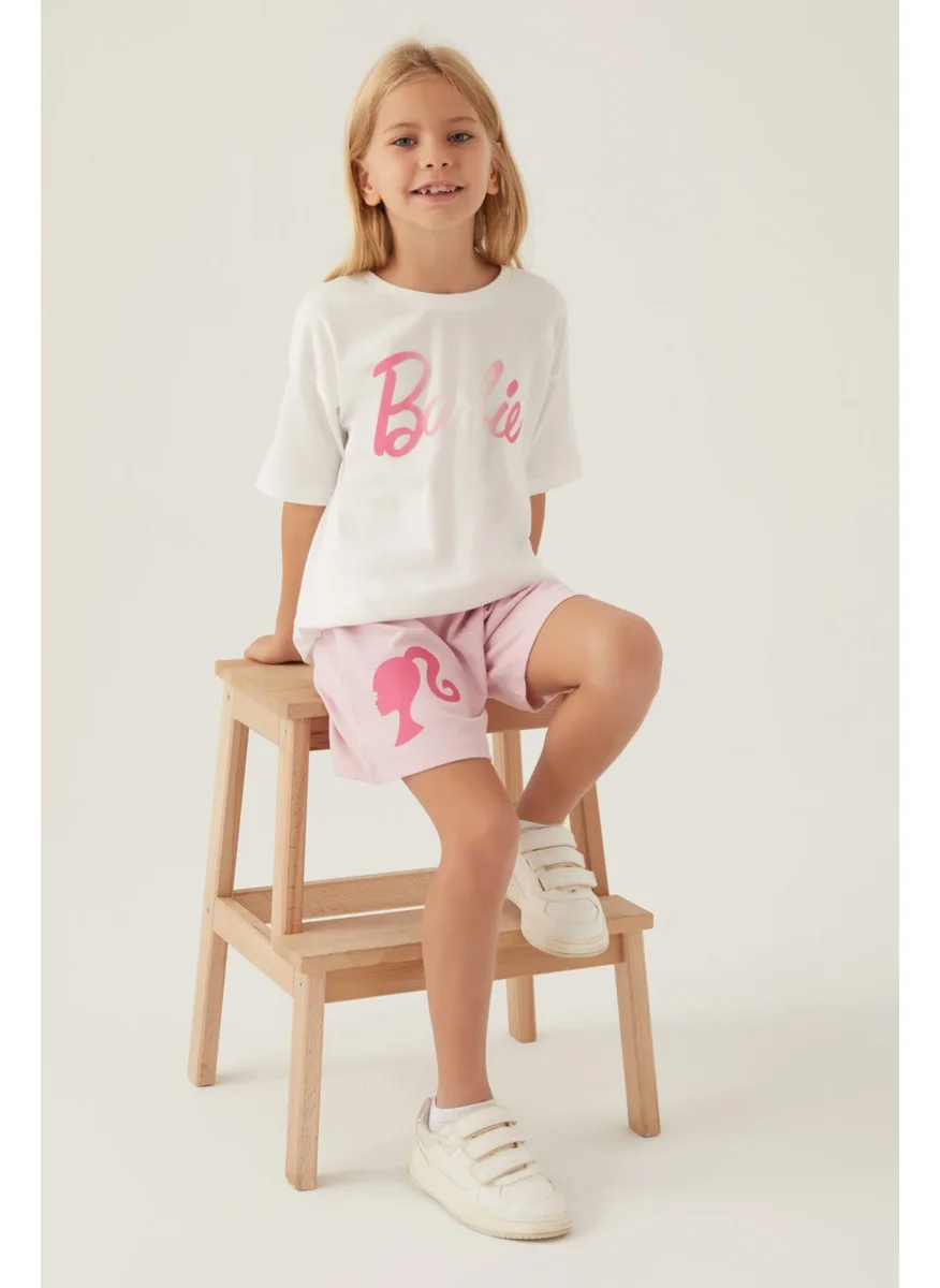 باربي Patterned Cream Girls' Shorts Set