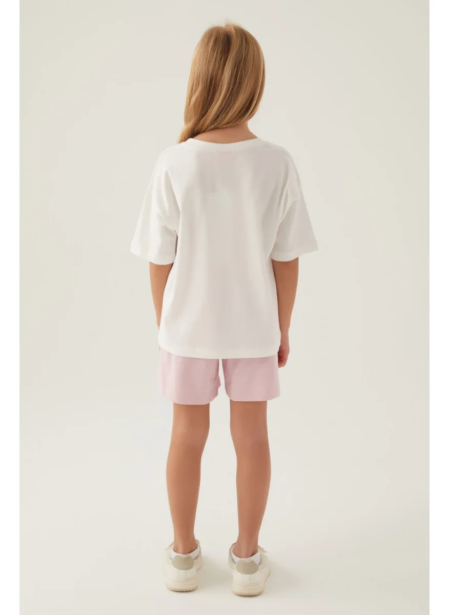 باربي Patterned Cream Girls' Shorts Set