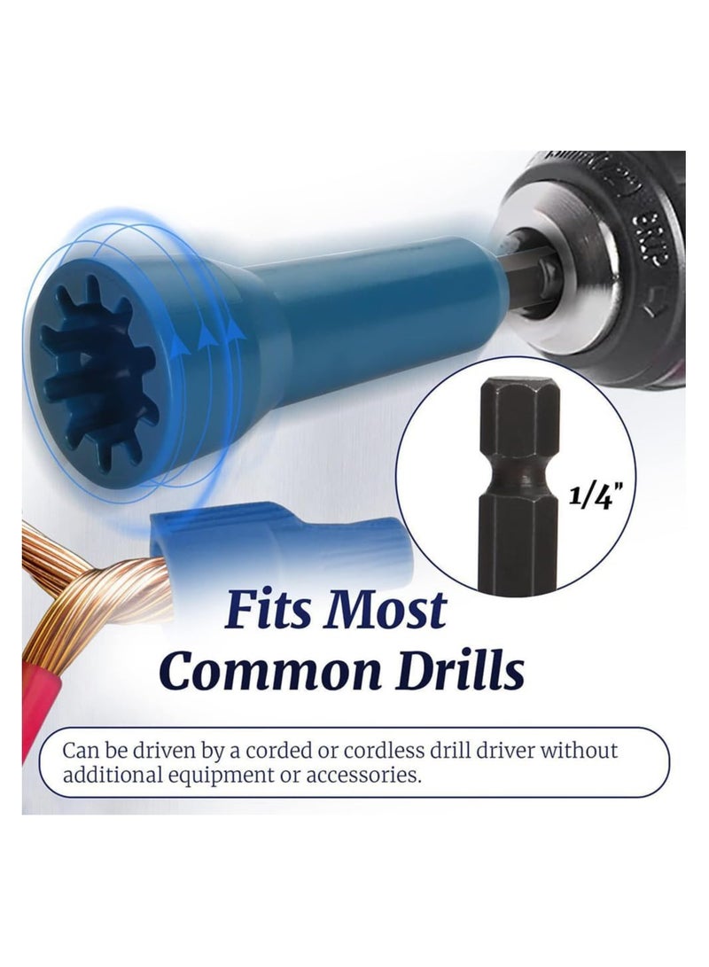 SYOSI Wire Nut Twister Wire Twister Tool Wire Twisting Tool Spin Twisting Wire Connector Socket Wire Twister Tool for Drill and Wire Connector Driver Wire Spin Driver Nut with 1/4" Chuck Blue - Image 4
