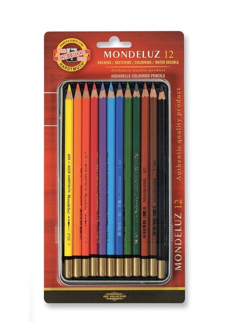 Koh-I-Noor Pack of 12 Mondeluz Aquarell WATERCOLOUR PASTELS pencil  - No:3722