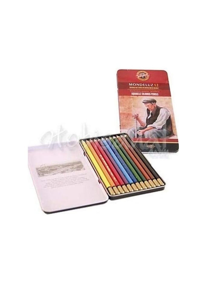 Koh-I-Noor Pack of 12 Mondeluz Aquarell WATERCOLOUR PASTELS pencil  - No:3722