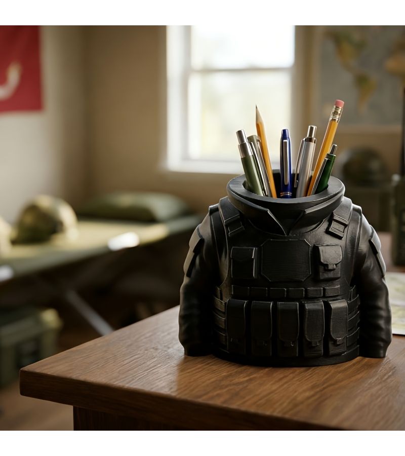 Black Tactical Vest Pen Holder Desktop Organizer Creative Gift - Image 5