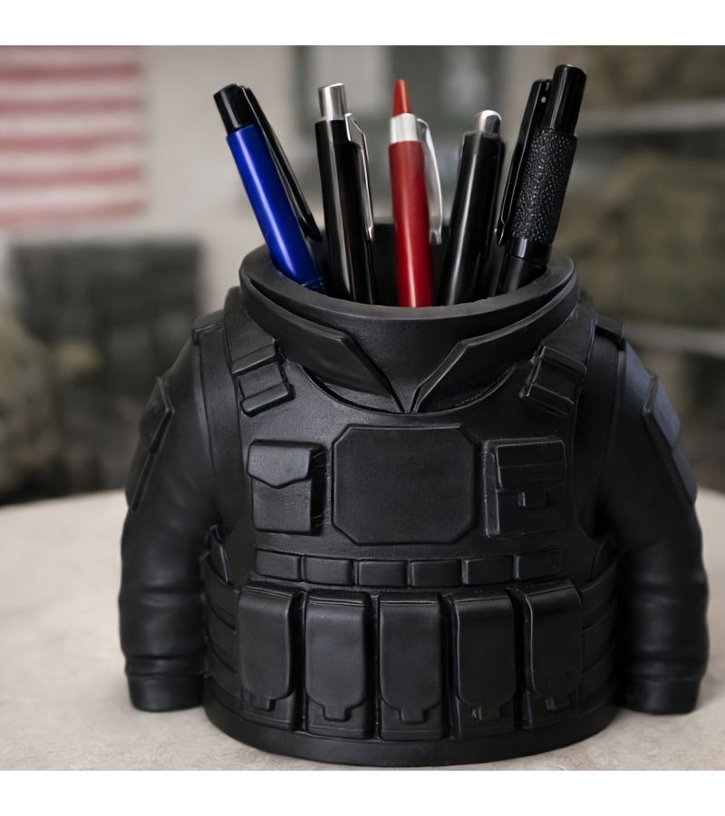 Black Tactical Vest Pen Holder Desktop Organizer Creative Gift - Image 3