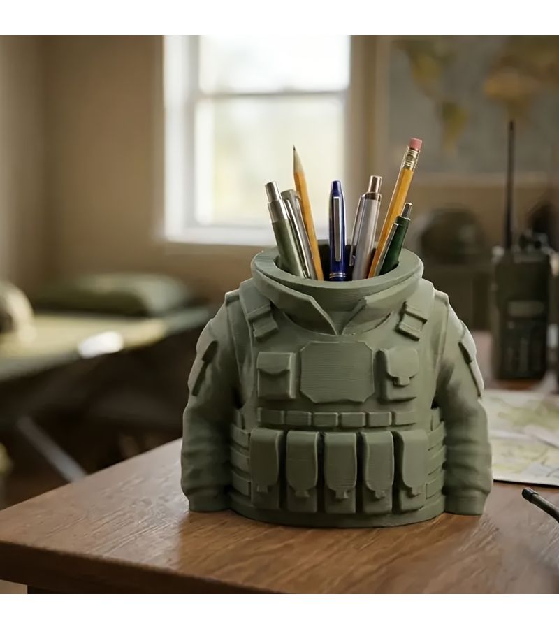 Black Tactical Vest Pen Holder Desktop Organizer Creative Gift - Image 1