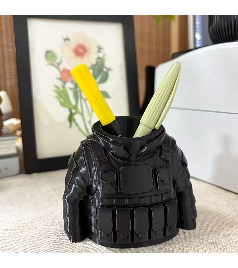 Black Tactical Vest Pen Holder Desktop Organizer Creative Gift - Image 4