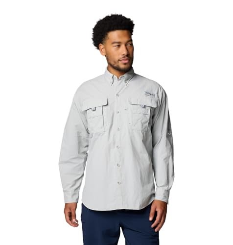 Columbia Mens PFG Bahama II Long Sleeve Fishing Shirt Cool Grey Medium - Image 1
