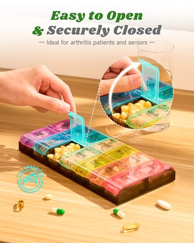 Colorwing Extra Large Pill Organizer 2 Times a Day, Weekly XL AM PM Pill Case, 7 Day Pill Box Twice a Day, Oversized Daily Medicine Pill Organizer for Vitamin, Big Pill Container, Medication Dispenser - Image 3