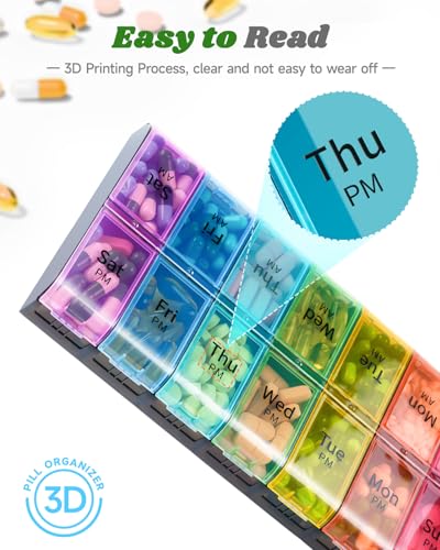 Colorwing Extra Large Pill Organizer 2 Times a Day, Weekly XL AM PM Pill Case, 7 Day Pill Box Twice a Day, Oversized Daily Medicine Pill Organizer for Vitamin, Big Pill Container, Medication Dispenser - Image 4