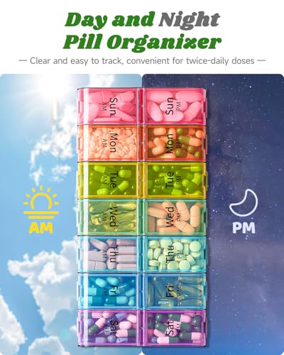 Colorwing Extra Large Pill Organizer 2 Times a Day, Weekly XL AM PM Pill Case, 7 Day Pill Box Twice a Day, Oversized Daily Medicine Pill Organizer for Vitamin, Big Pill Container, Medication Dispenser - Image 5