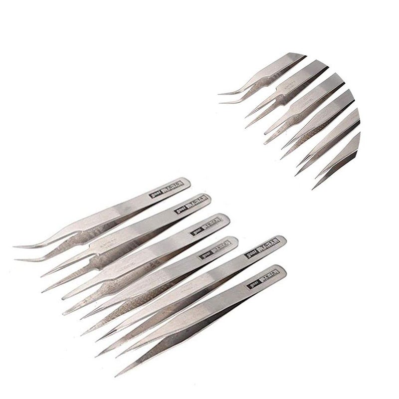 DIY Crafts Diy Crafts CTDIYHI47901 Static Stainless Steel Tweezers Swiss Antimagnetic Tweezers Set for Soldering Mobile Phone Repair 3 Pack of 6 Multicolor  - Image 5