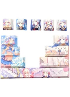 12 keycap Set, 5-Side Dye-Sublimation PBT Keycaps, Cherry Profile Custom Keycaps for DIY Cherry MX Mechanical Gaming Keyboards, Genshin Impact Kamisato Ayaka