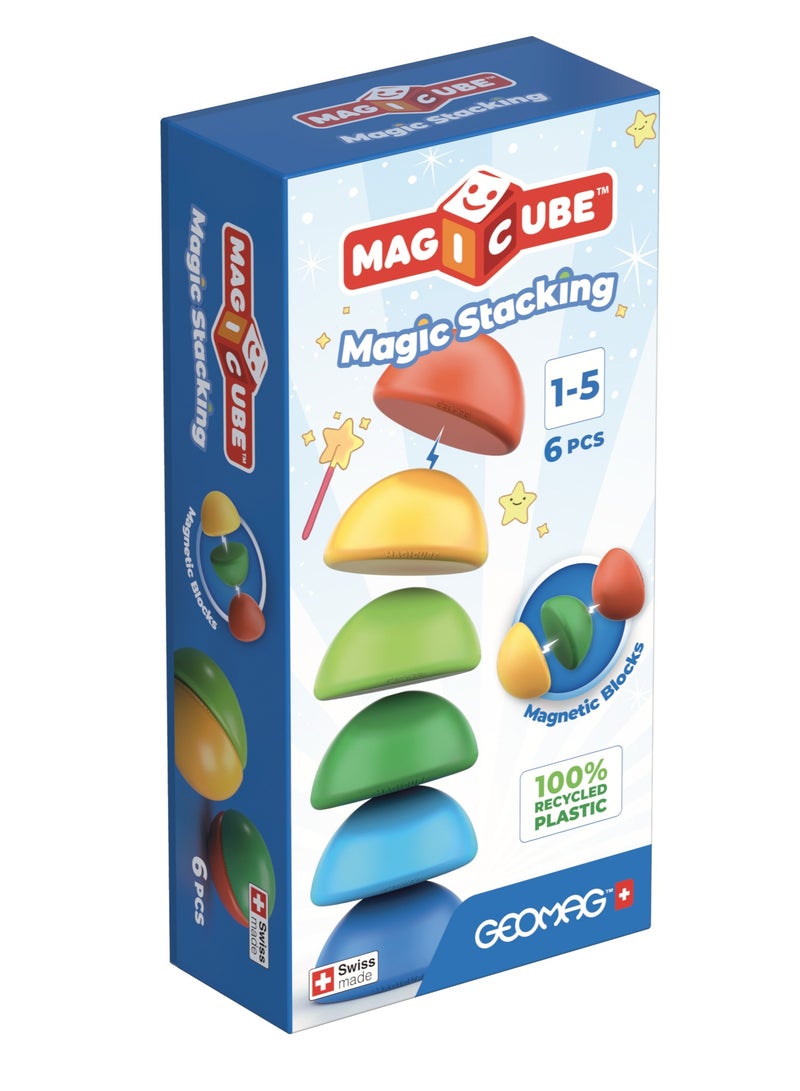 GEOMAG Geomag Magicube Blocks Stacking Magnetic Building Toys 6pcs, Building Set, STEM & Educational Magnet Toys, Made in Switzerland, 100% Recycled Plastic, Open Ended Toys, Construction Toys, 1yr+  - Image 4