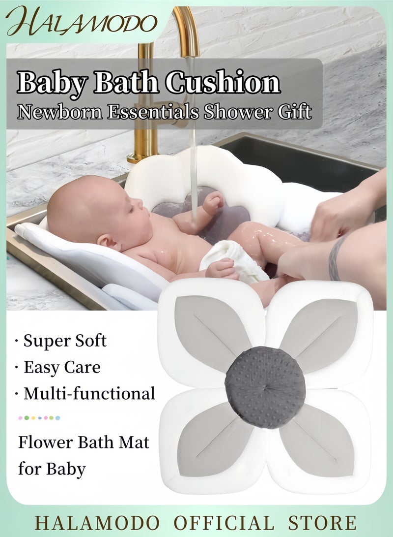 HALAMODO Soft Flower Baby Bath Cushion Sink Insert Non-Slip Bath Seat for Newborns and Infants Comfortable Head Support Easy to Clean Portable Bathtub Pad for Shower or Travel Perfect Baby Shower Gift - Image 1