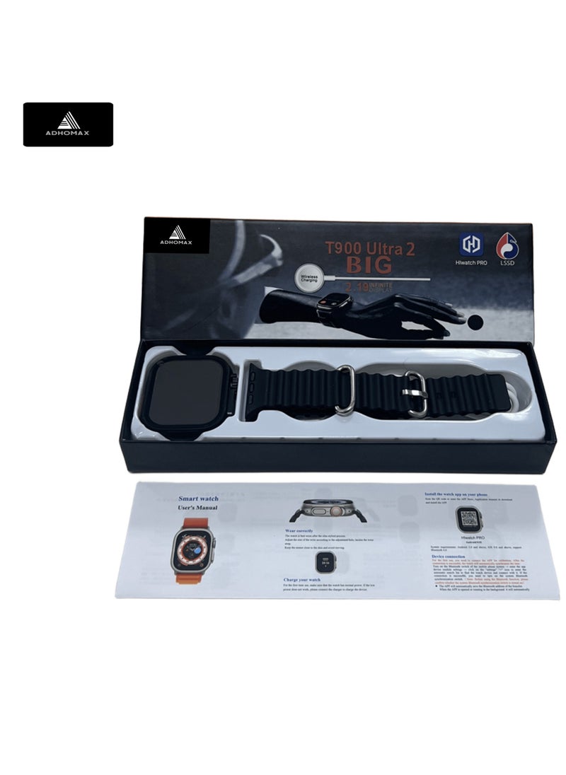 adhomax - New 2025 T900 Ultra2 smart watch Elegant Design 2.19" Series 8 display, Fitness Tracker, Bluetooth Wireless Charging, Touch Screen compatable with IOS, android for men and women - Image 1