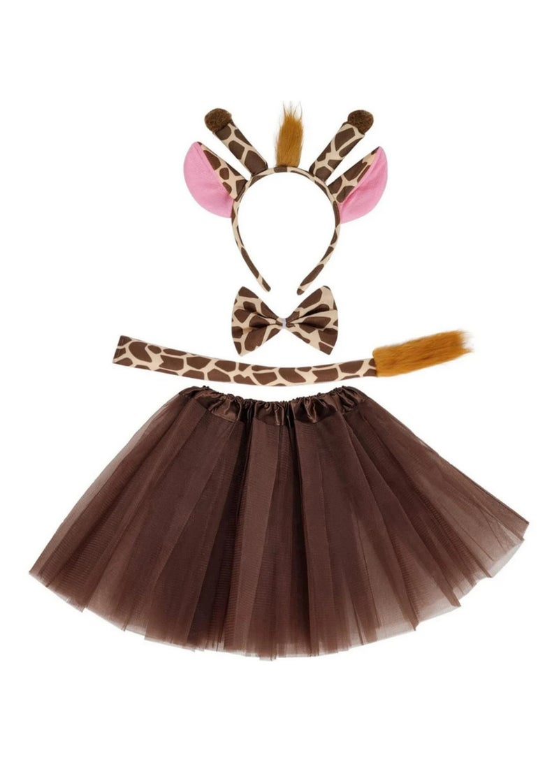 4PCS Halloween Giraffe Costume Set Animal Fancy Dress Cosplay Costume Kids Adults Carnival Halloween Party Dress Up Accessories - Image 1