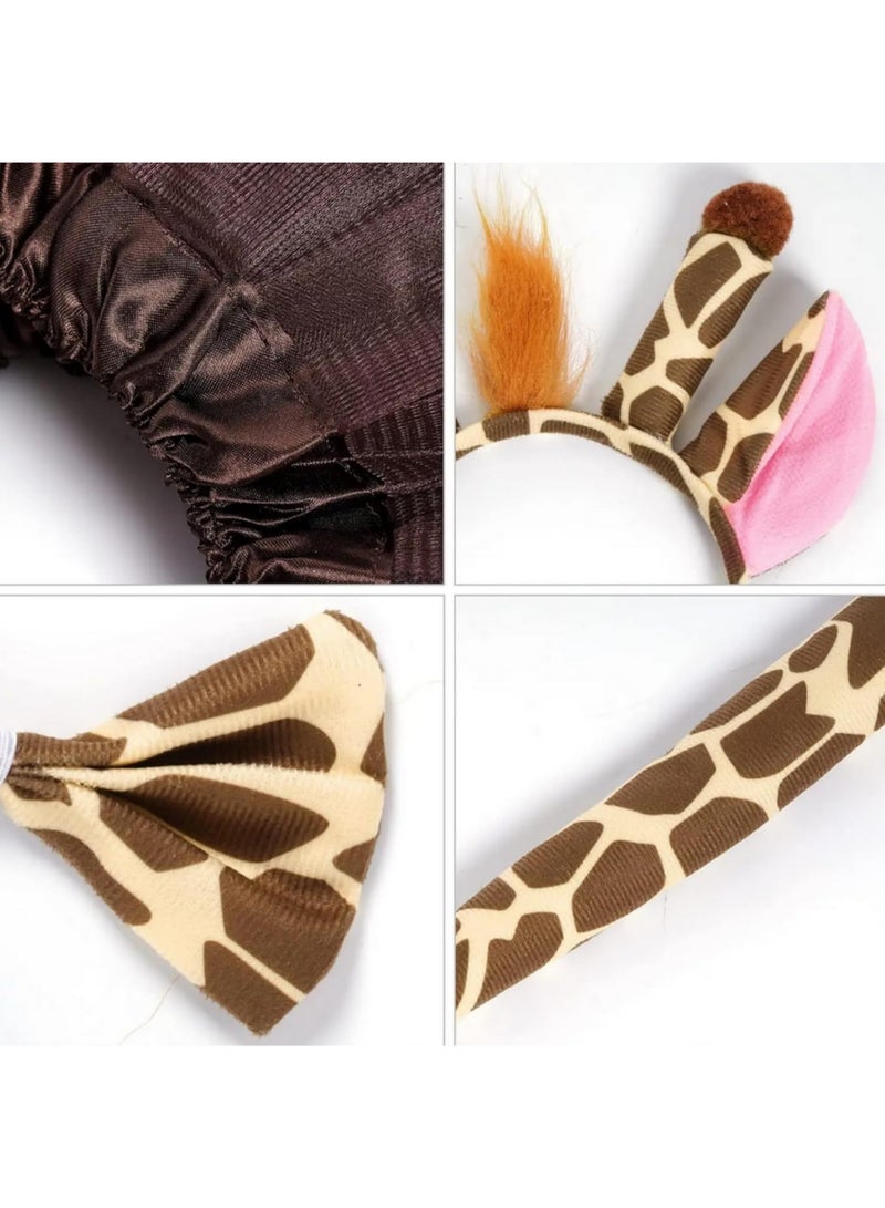 4PCS Halloween Giraffe Costume Set Animal Fancy Dress Cosplay Costume Kids Adults Carnival Halloween Party Dress Up Accessories - Image 3