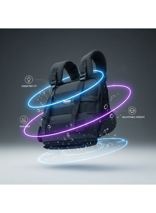 أكسوكس سترة الوزن القابلة للتعديل من Axox Fitness 10 كغ – سترة تدريب للقدرة على التحمل والقوة للجنسين لتمارين HIIT، والكارديو، وتمارين وزن الجسم - Image 4