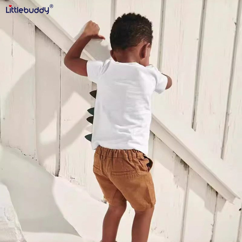 Littlebuddy Short Sleeve Cotton T-Shirt for Boys – Summer 2024 Ivory White - Image 3