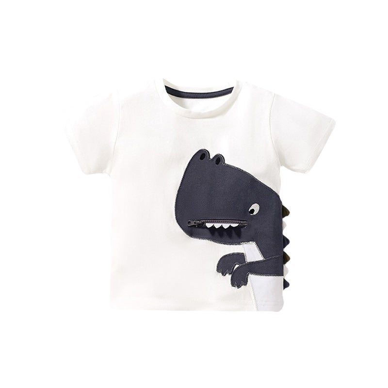 Littlebuddy Short Sleeve Cotton T-Shirt for Boys – Summer 2024 Ivory White - Image 1