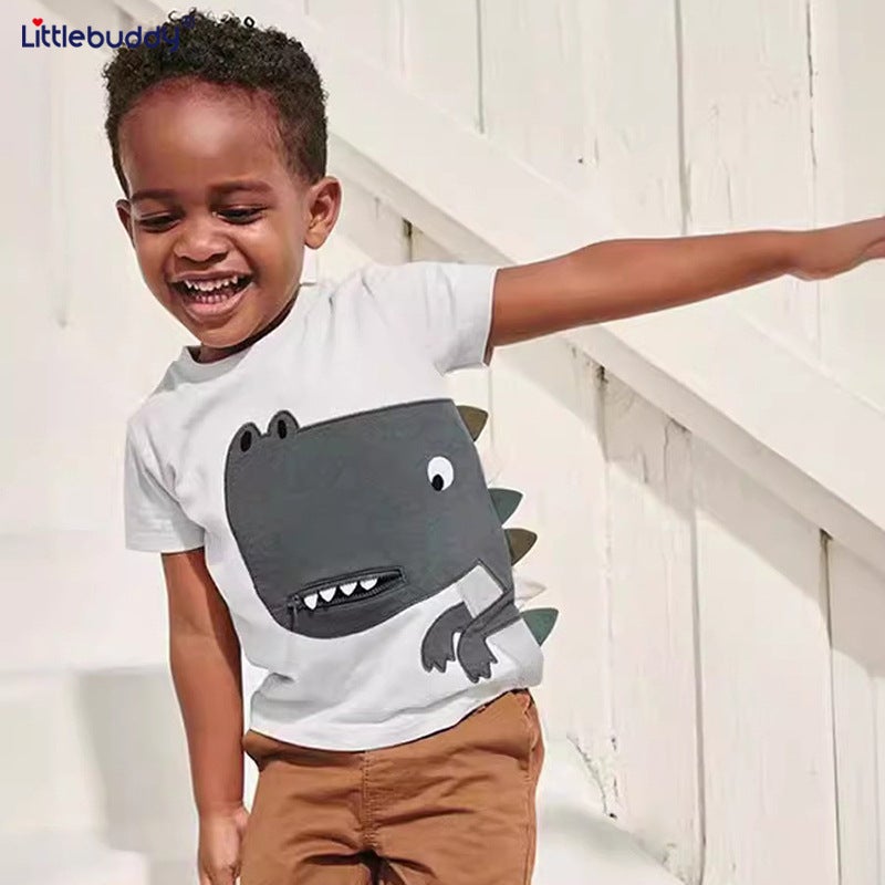 Littlebuddy Short Sleeve Cotton T-Shirt for Boys – Summer 2024 Ivory White - Image 5