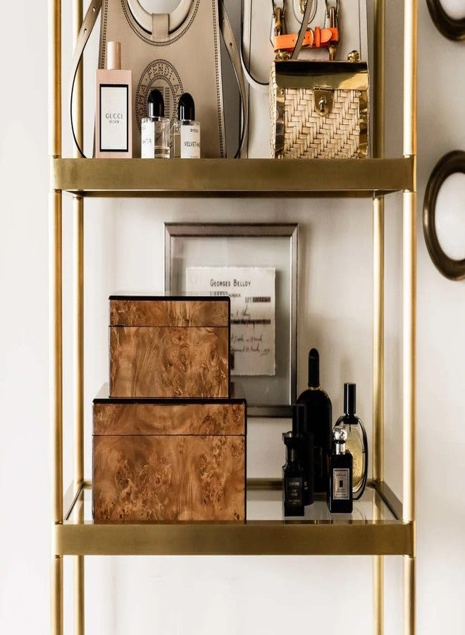 Alice Lane مجموعة أليس لين المنزلية من الخشب المعرق - تصميم جريء - تصميم داخلي أسود أنيق - إكسسوارات فاخرة قابلة للتخزين - غرفة معيشة، مطبخ، غرفة ملابس، طاولة كوكتيل (صغيرة) - Image 4