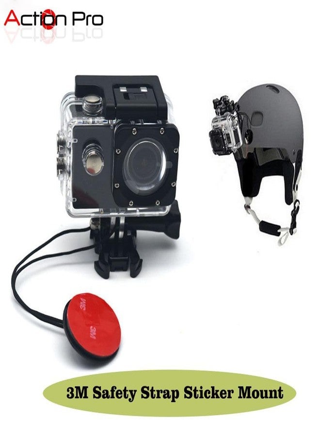 Action Pro Adhesive Mount -1 x Round & 1 x Flat Mount Round Sticky Pads with Insurance Tethers Straps Compatible with GoPro Hero -13/12/11/10/9/8/7/6/5/4/3+/3/2/1/Insta 360/Yi/4K/Eken Action Cameras - Image 2