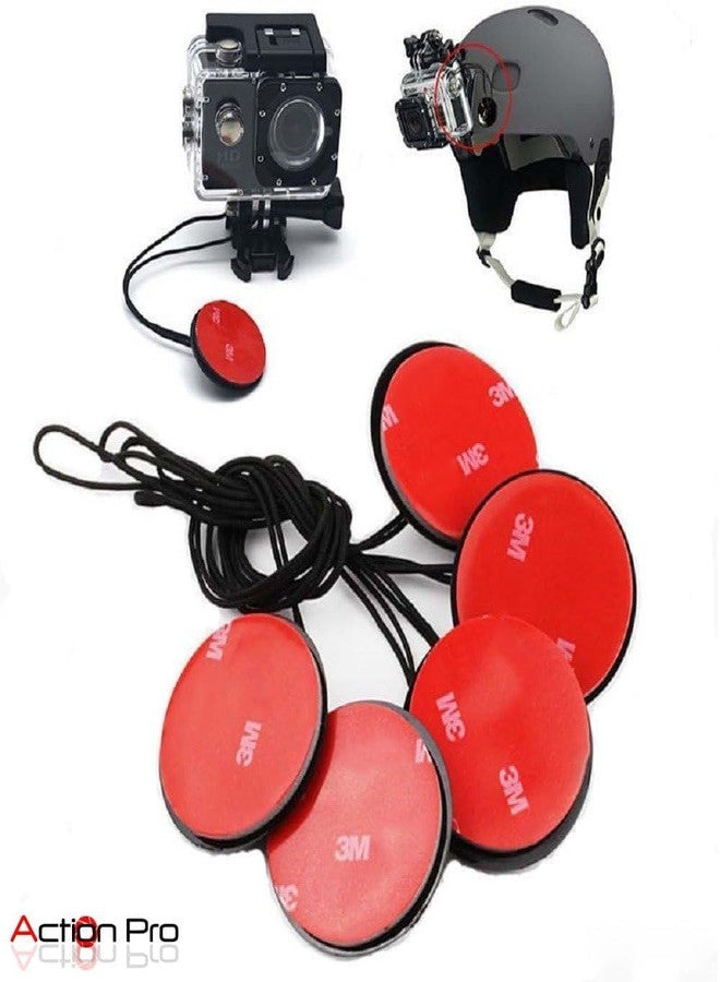 Action Pro Adhesive Mount -1 x Round & 1 x Flat Mount Round Sticky Pads with Insurance Tethers Straps Compatible with GoPro Hero -13/12/11/10/9/8/7/6/5/4/3+/3/2/1/Insta 360/Yi/4K/Eken Action Cameras - Image 5