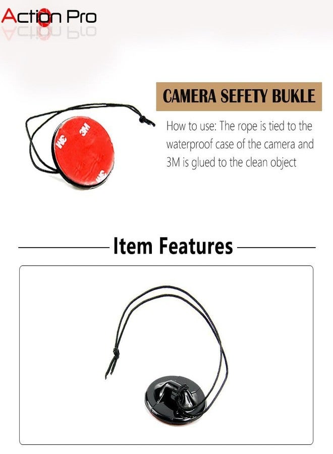 Action Pro Adhesive Mount -1 x Round & 1 x Flat Mount Round Sticky Pads with Insurance Tethers Straps Compatible with GoPro Hero -13/12/11/10/9/8/7/6/5/4/3+/3/2/1/Insta 360/Yi/4K/Eken Action Cameras - Image 3