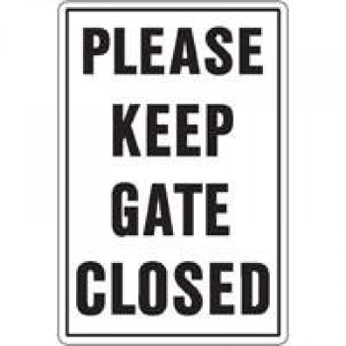 Hy-Ko Products HY-KO Products Hy-Ko Products 20523 -"PLEASE KEEP GATE CLOSED" Aluminum Sign 12 IN x 18 IN Black/White, 1 Each  - Image 1