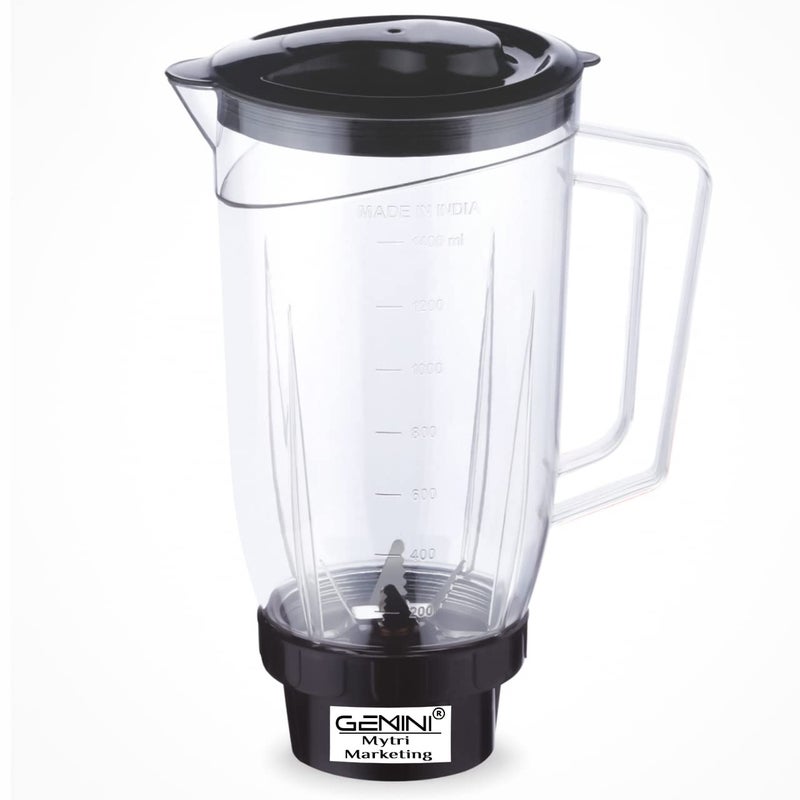 Gemini Juicer Jar for Mixer Grinder Milkshake Juicer Jar ABS Plastic Capacity 1500ML Black NMA39