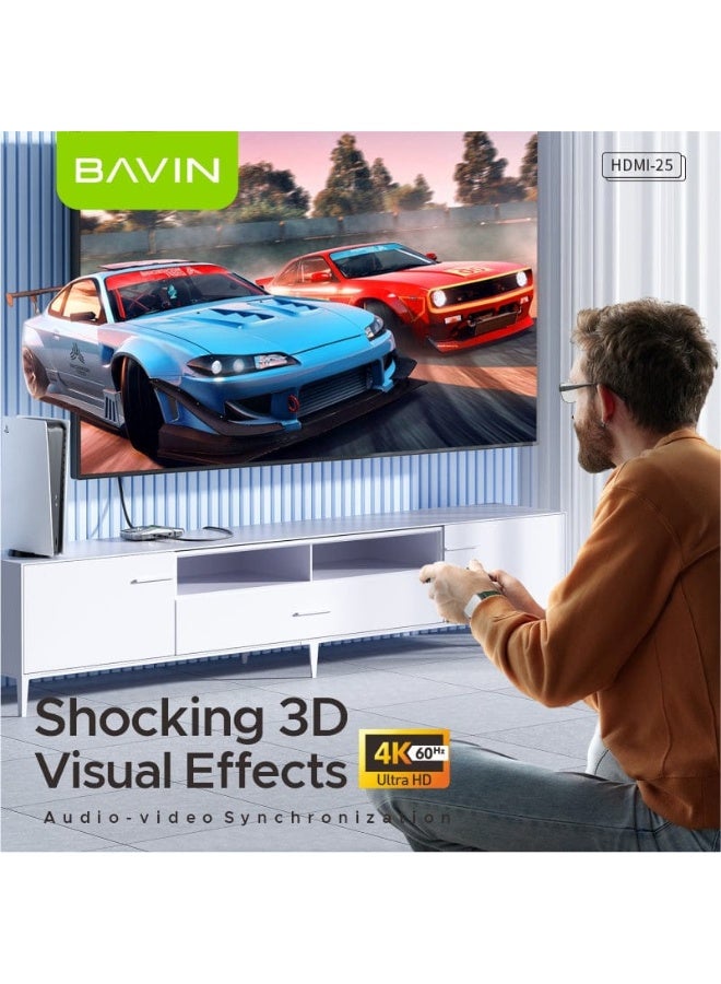 Bavin 4K High Speed ​​HDMI Cable with 3D Support for Xiaomi Mi Box/PS5 5m - Image 5