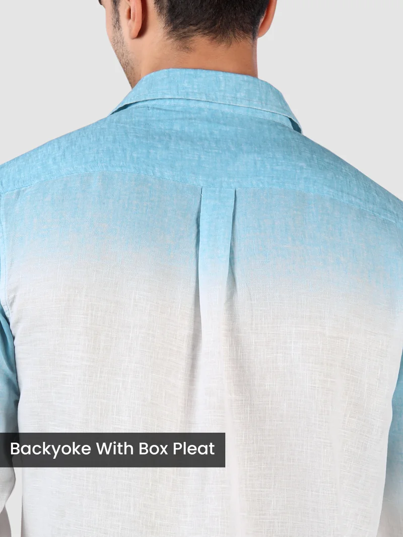 بيونغ Sky Blue Cotton Ombre Shirt